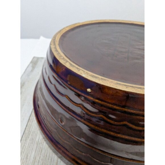 Vintage Marcrest Stoneware Daisy Dot Covered Dish Crock With Lid Brown - Picture 7 of 8